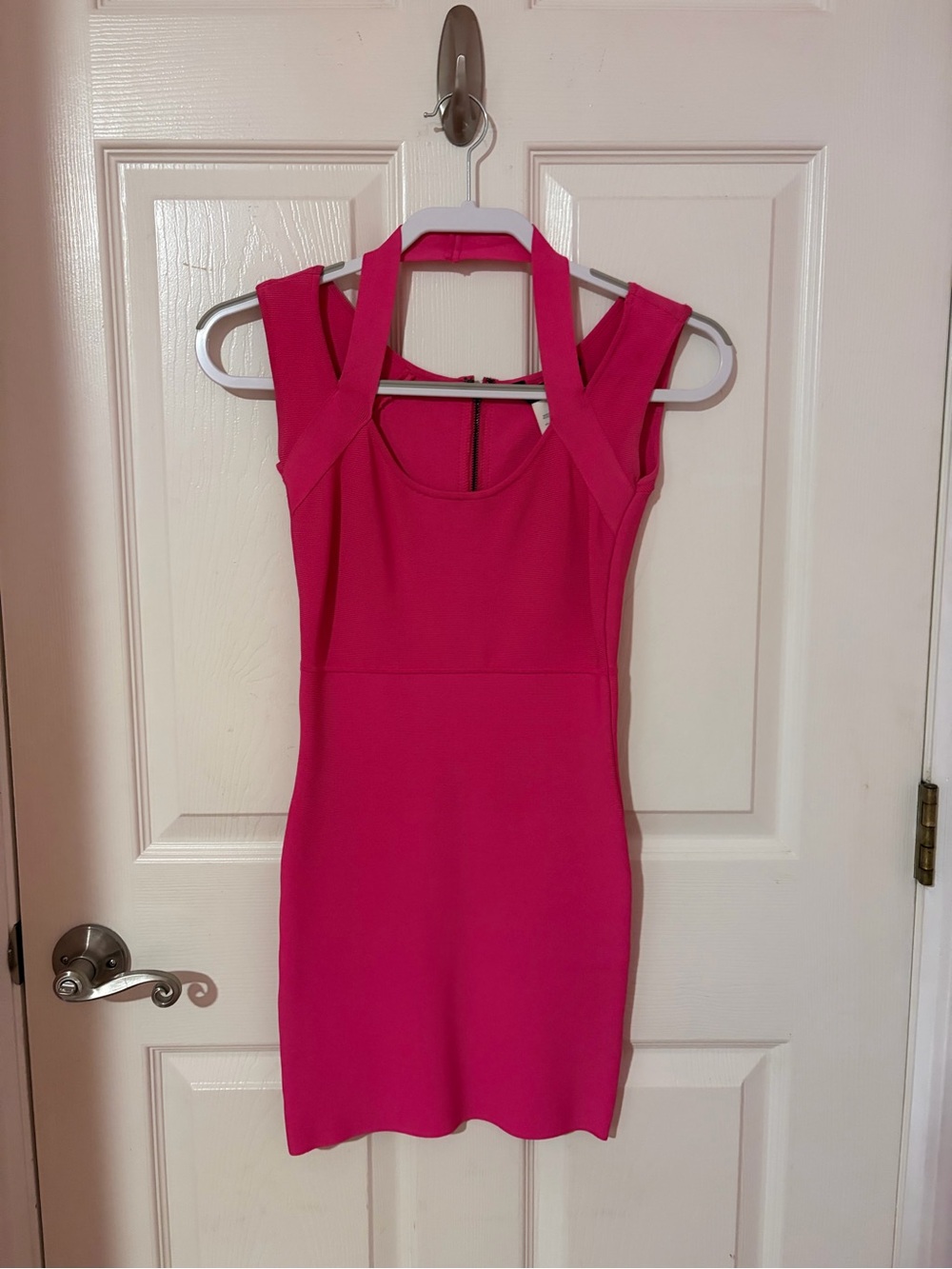 BCBG Hot Pink Halter-Neck Dress
